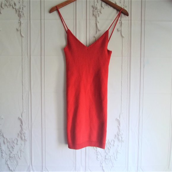 For Love & Lemons Annie Rib Tank Mini Dress - Size S to M - Rust Color - Picture 3 of 10